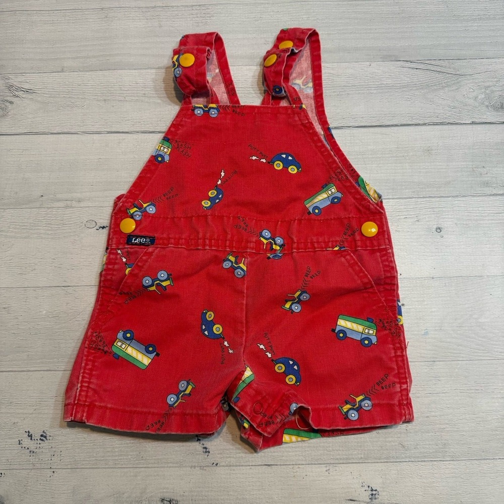 Vintage Lee Boy's 24‎ Months shortalls red cars made in USA 24 months